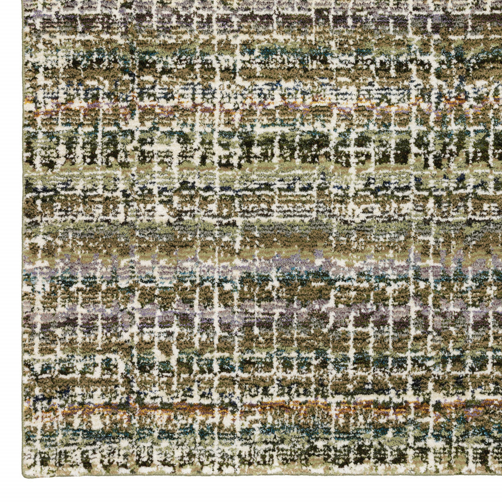8' Gray And Ivory Abstract Runner Rug-4
