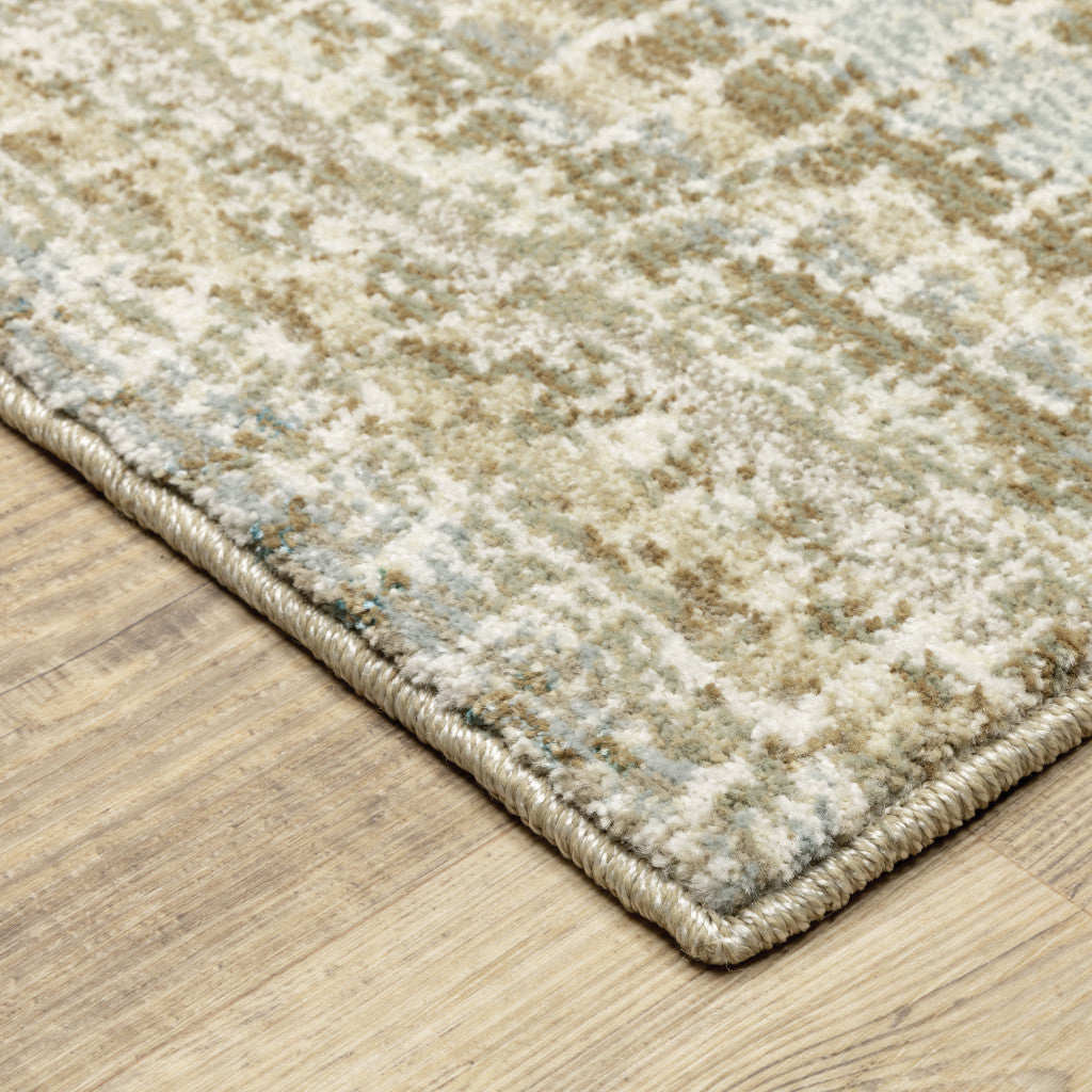 12' Ivory And Gray Abstract Runner Rug-5