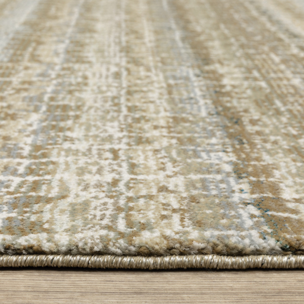 12' Ivory And Gray Abstract Runner Rug-7