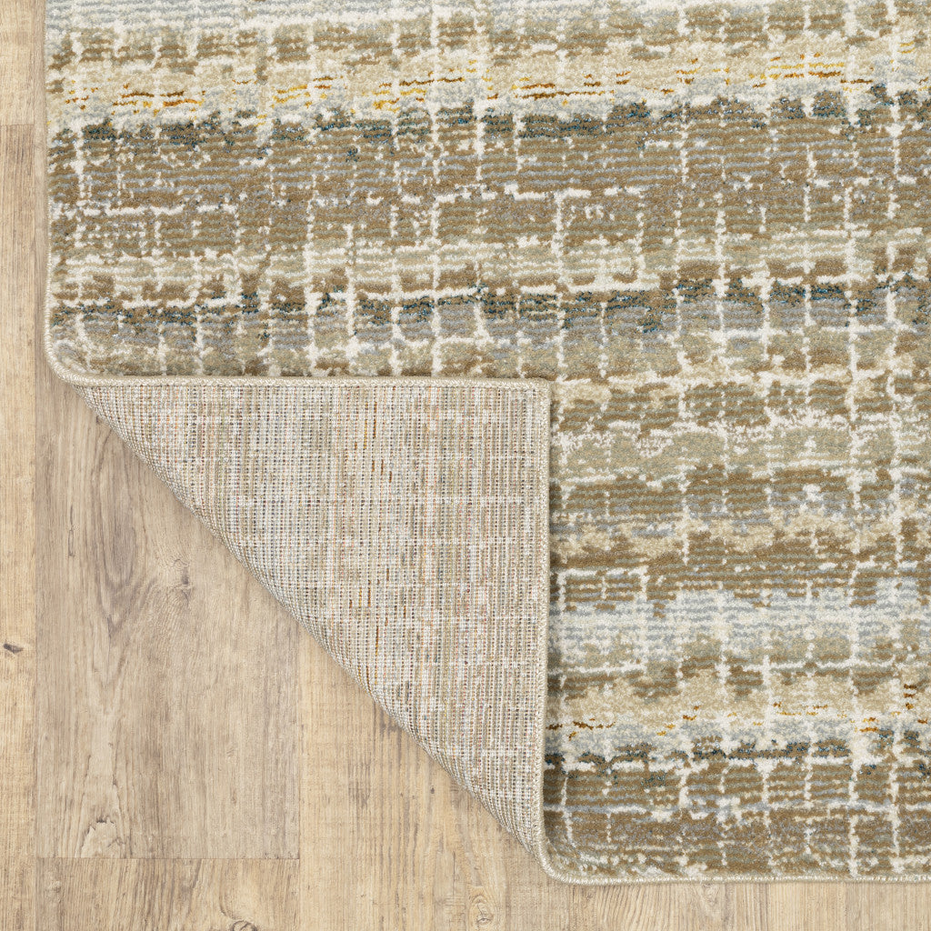 12' Ivory And Gray Abstract Runner Rug-3