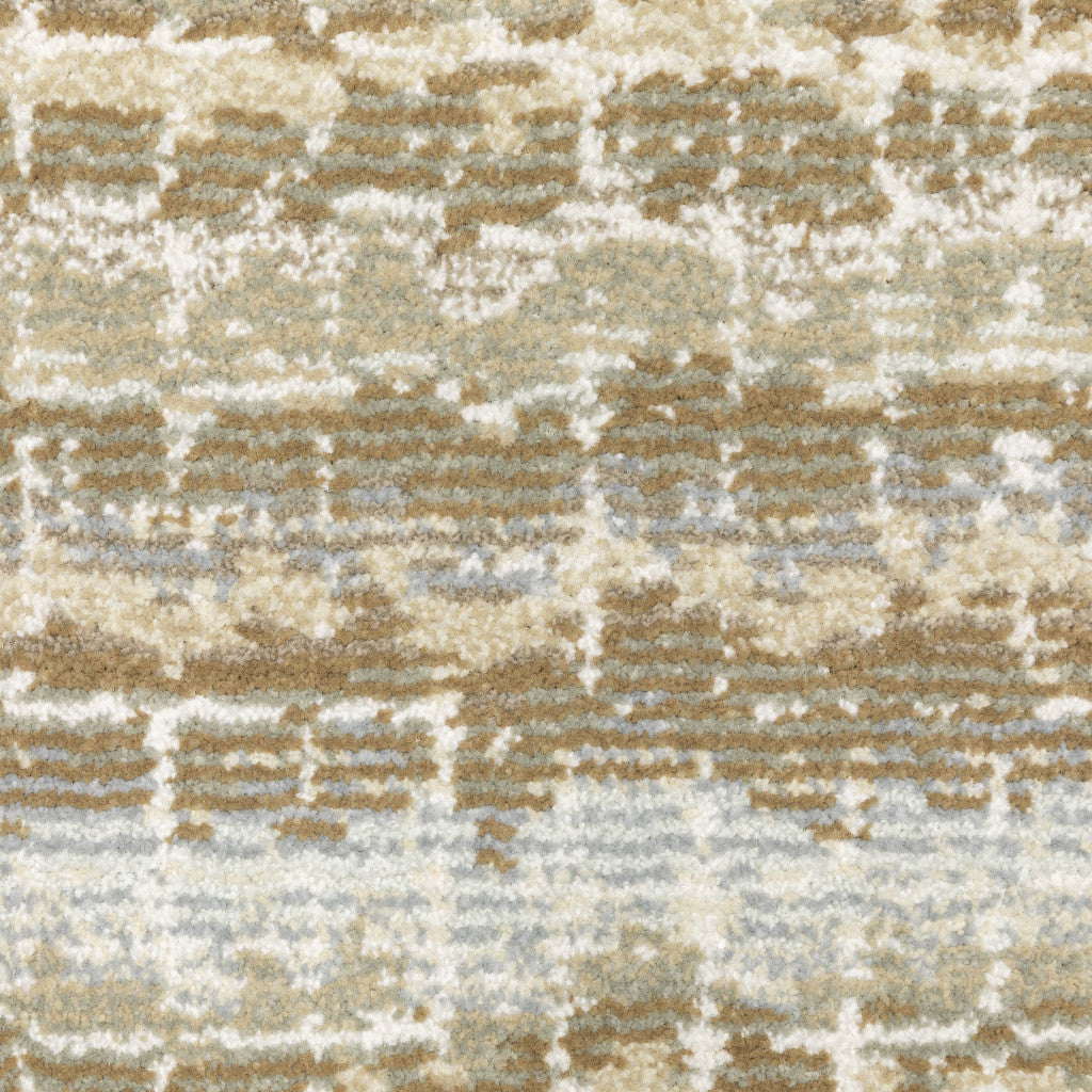 12' Ivory And Gray Abstract Runner Rug-8