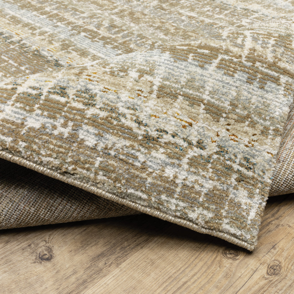 12' Ivory And Gray Abstract Runner Rug-6
