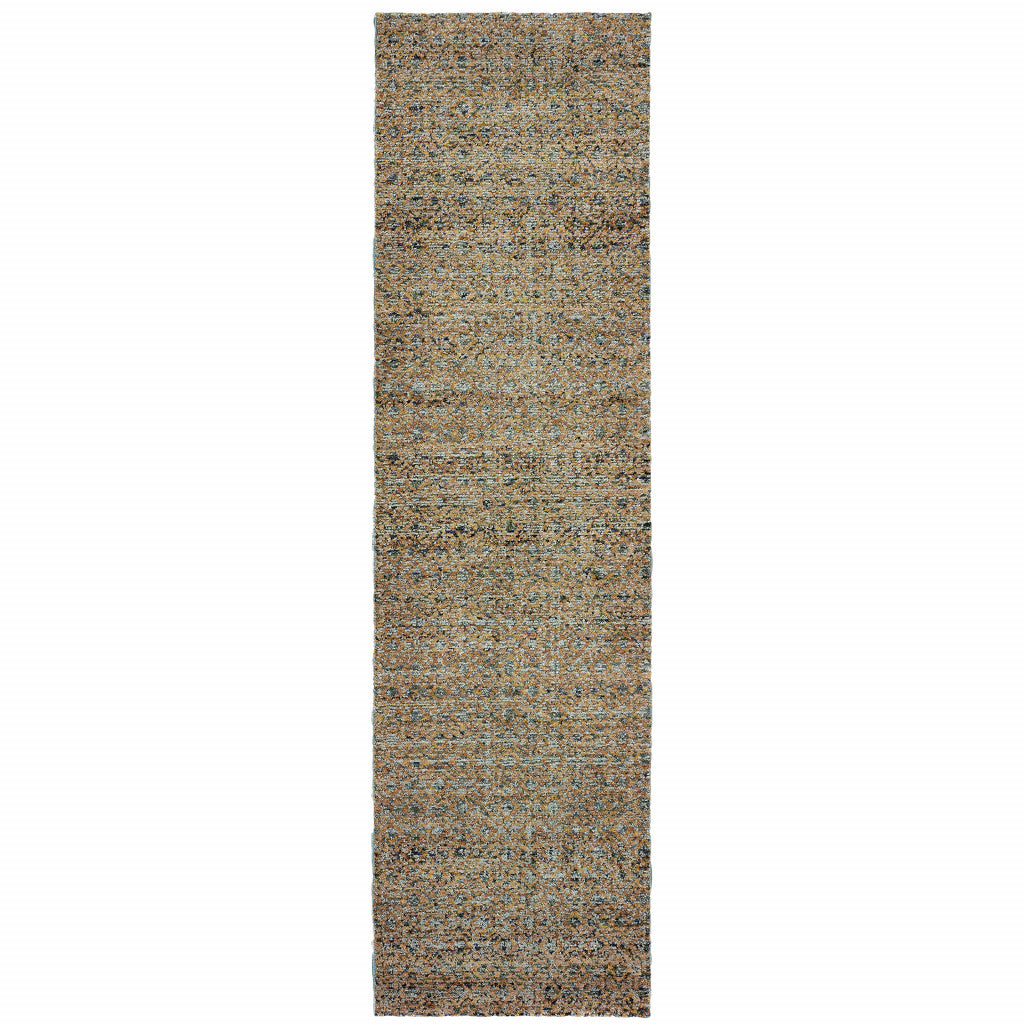 8' Blue And Silver Geometric Runner Rug-1