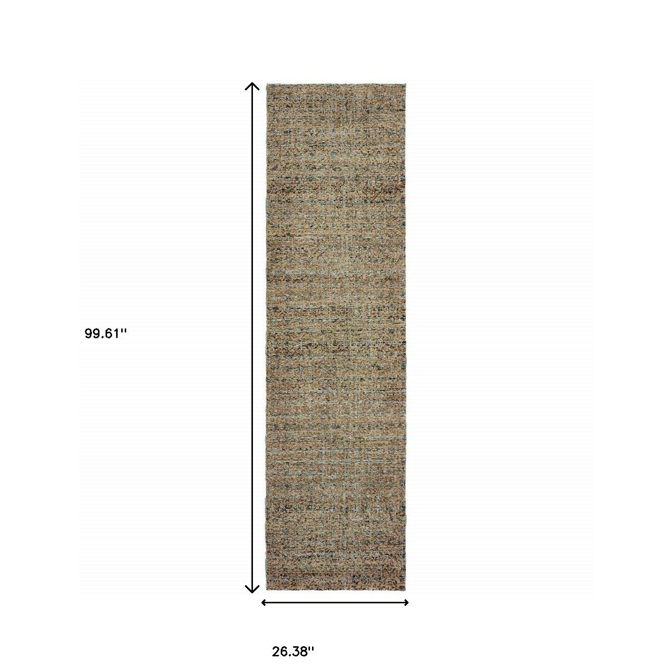 8' Blue And Silver Geometric Runner Rug-2