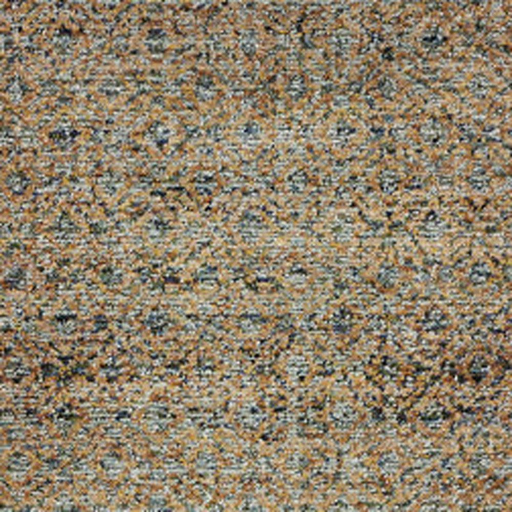 8' Blue And Silver Geometric Runner Rug-3
