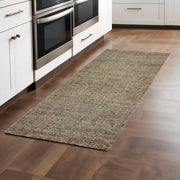 8' Blue And Silver Geometric Runner Rug-0