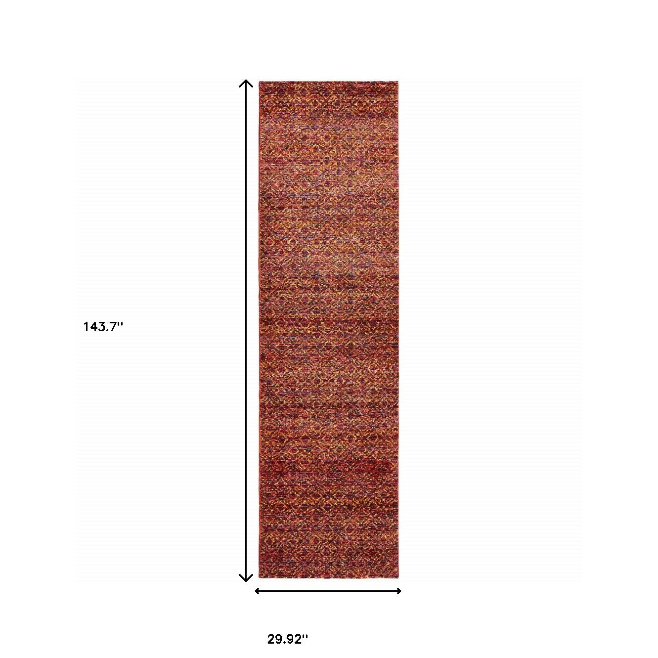 12' Red Gold And Blue Geometric Runner Rug-2