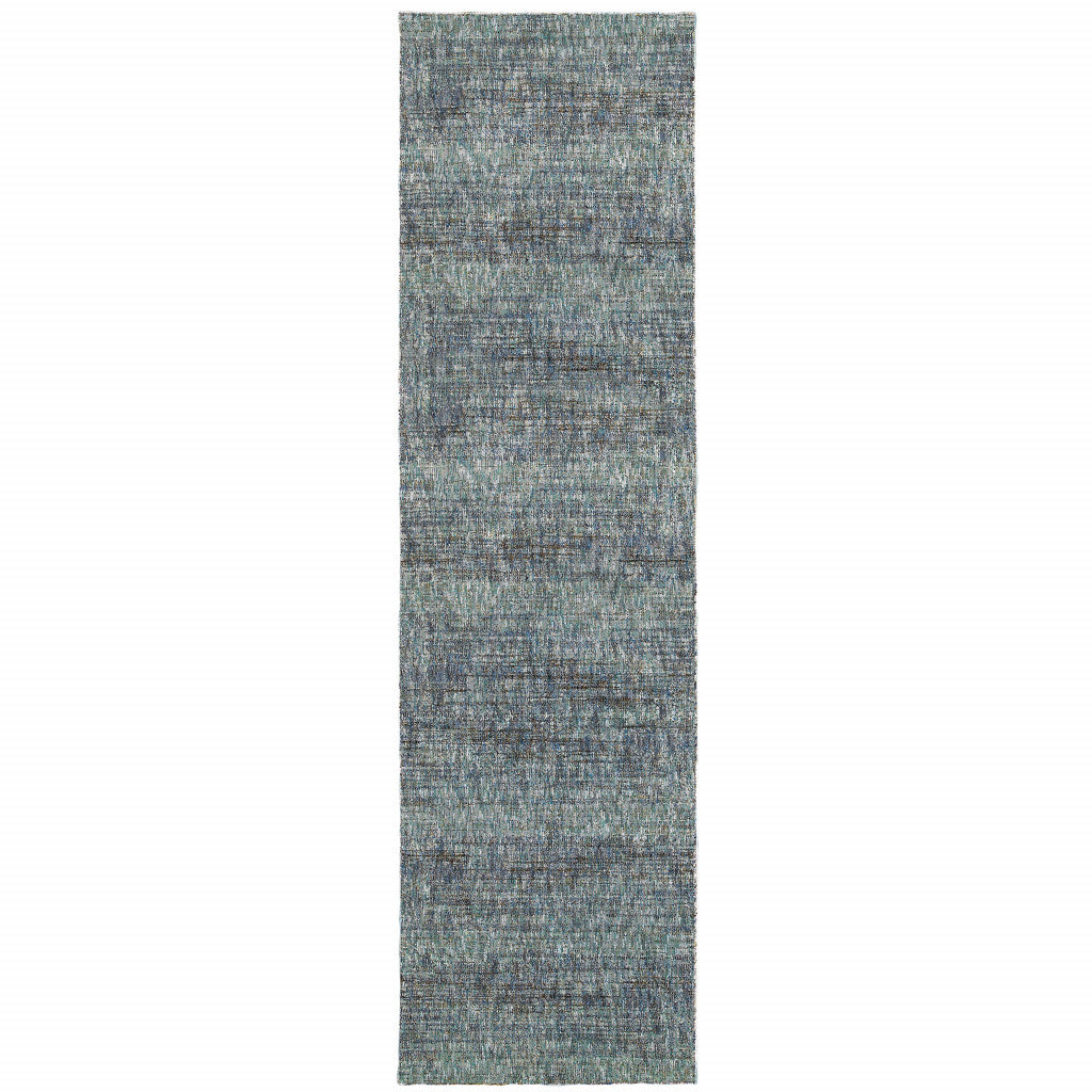 8' Blue And Gray Runner Rug-1