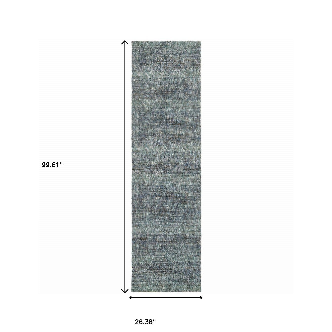 8' Blue And Gray Runner Rug-2