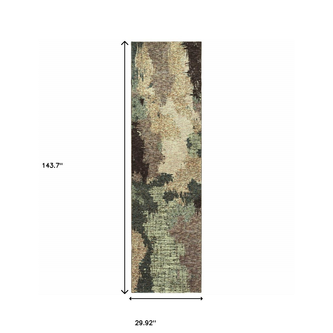 12' Blue And Brown Abstract Runner Rug-2