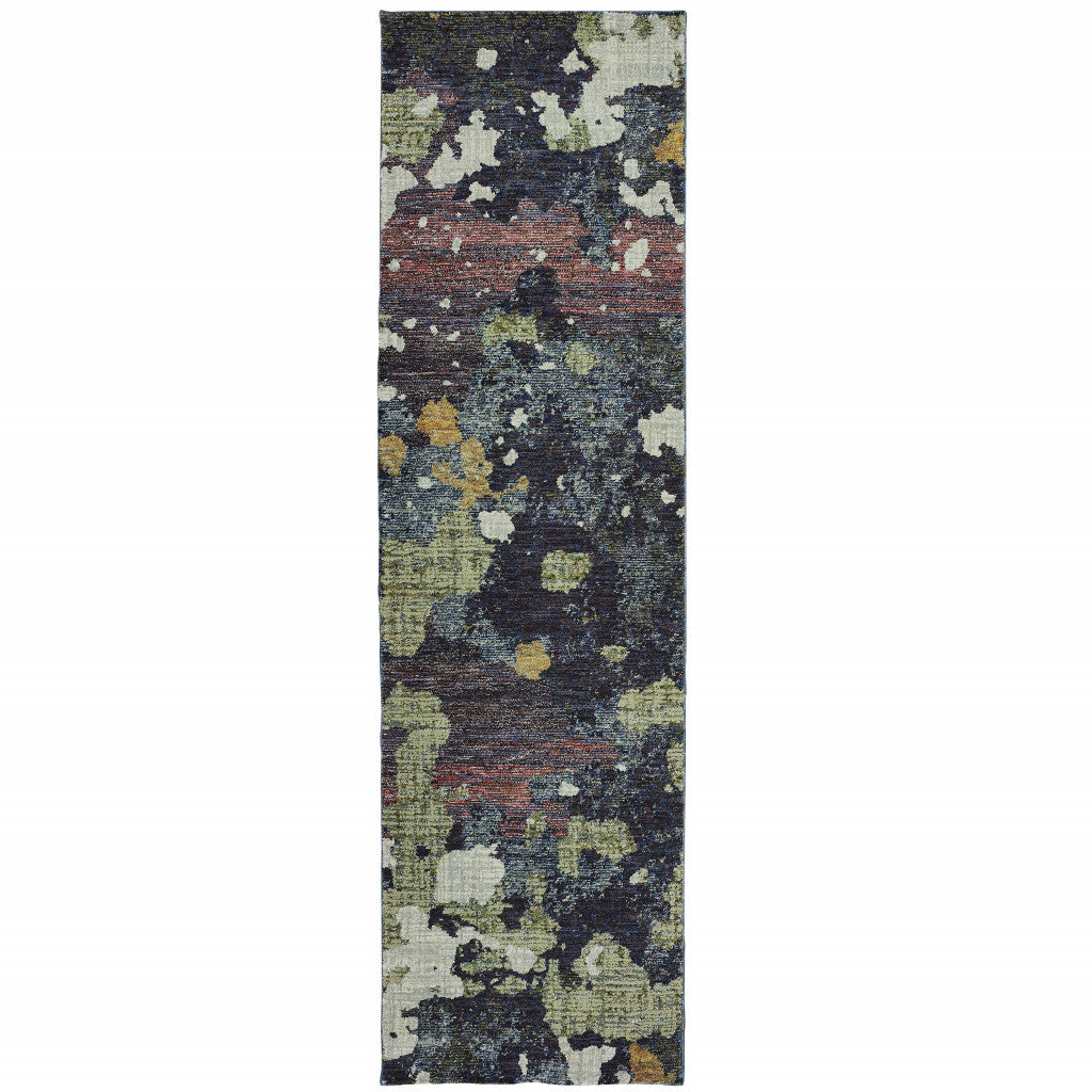 12' Green Abstract Runner Rug-1