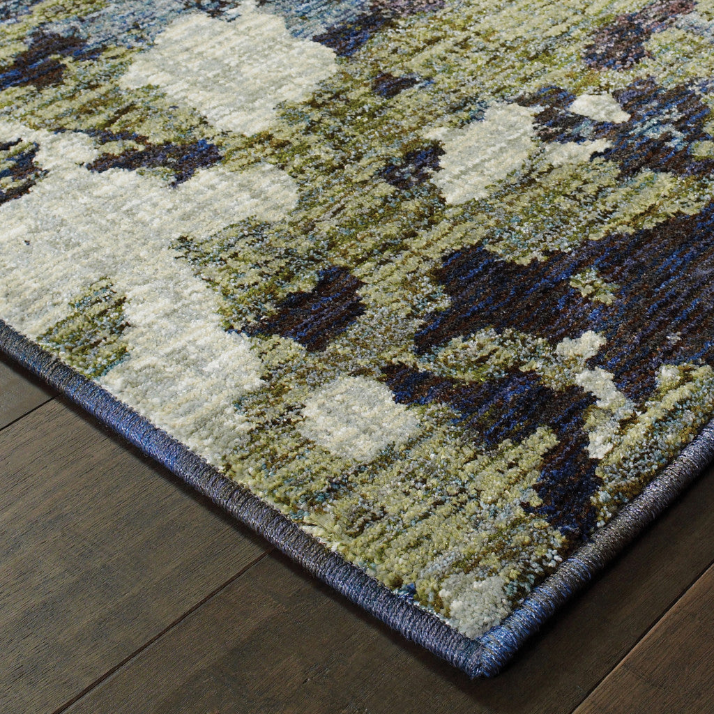 12' Green Abstract Runner Rug-4