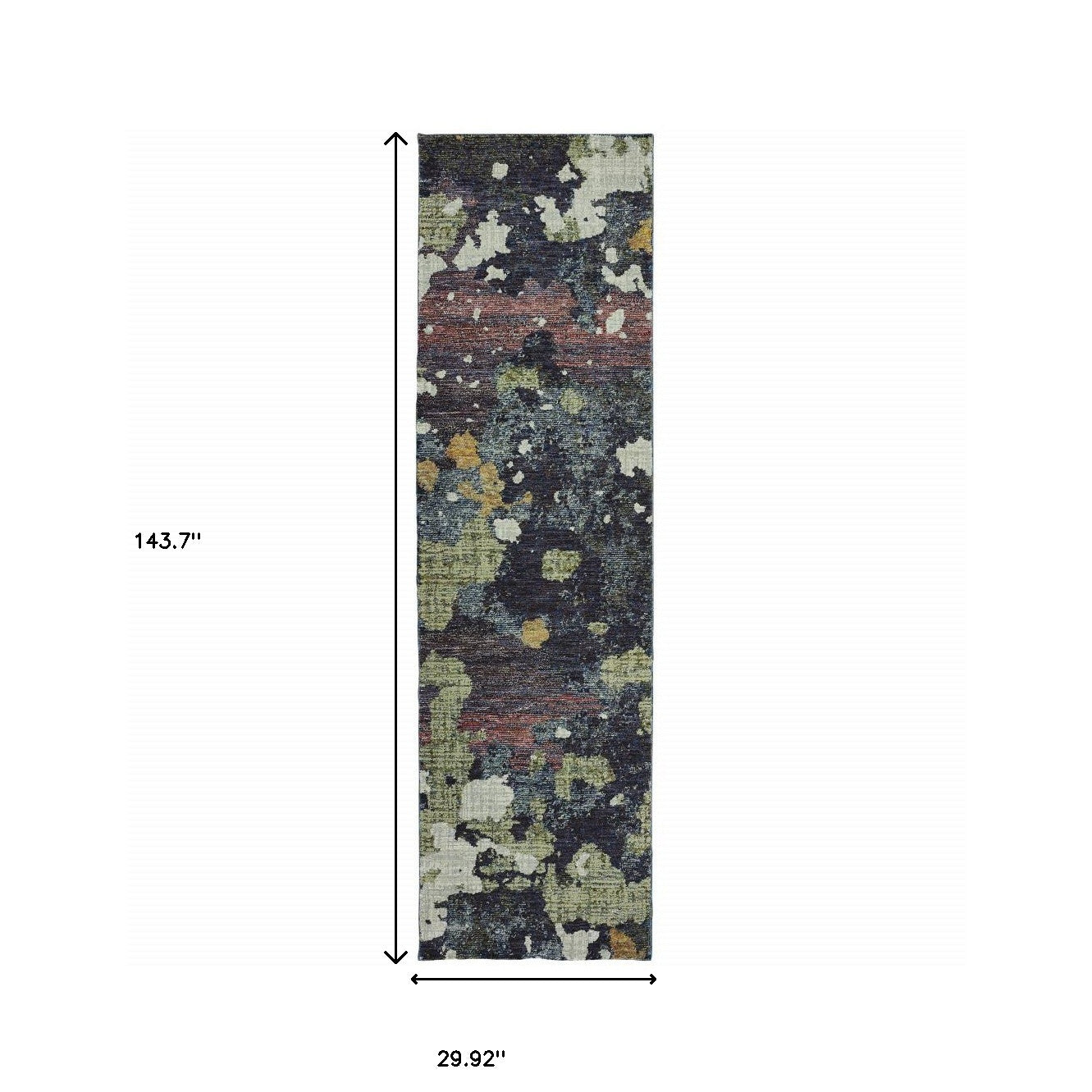 12' Green Abstract Runner Rug-2