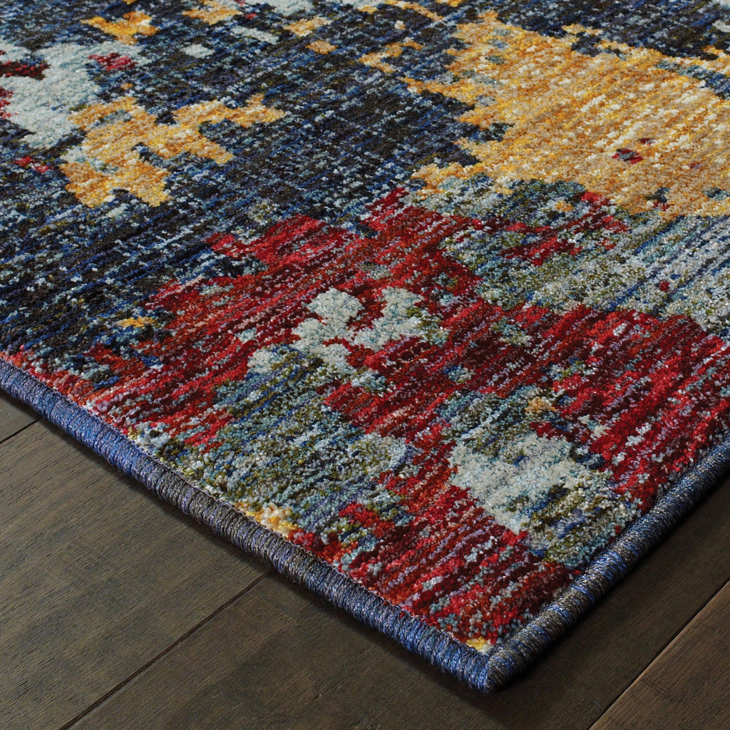 8' Blue Abstract Runner Rug-4