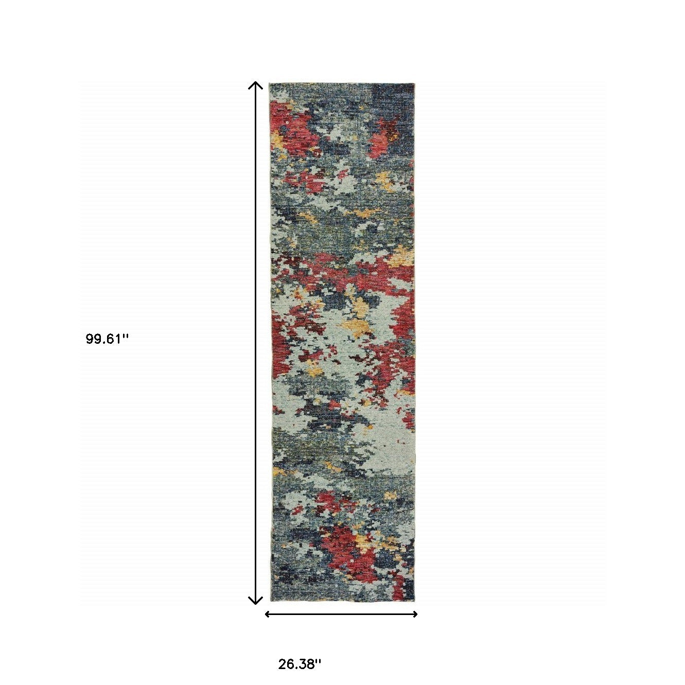 8' Blue Abstract Runner Rug-2