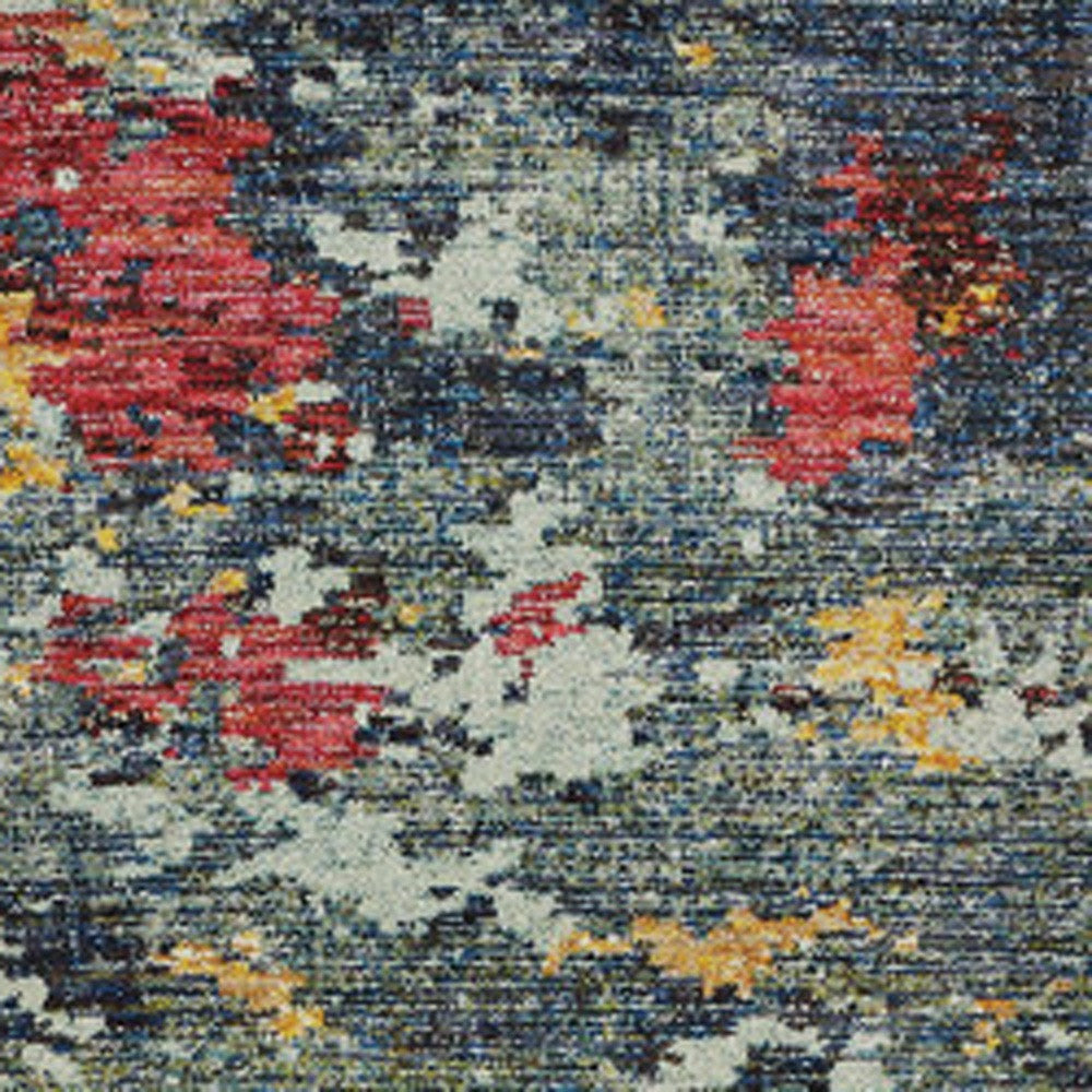 8' Blue Abstract Runner Rug-3