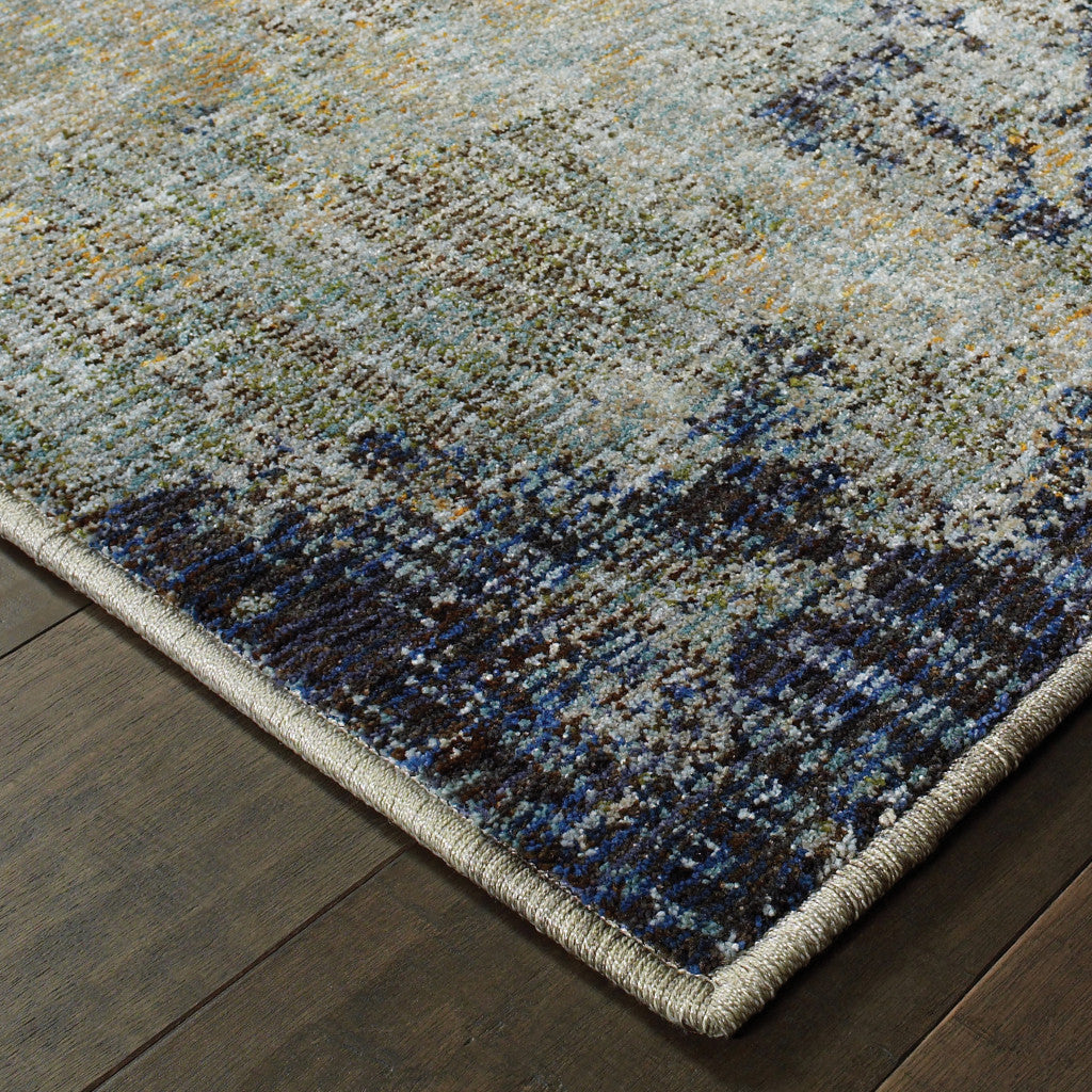 12' Blue Abstract Runner Rug-4