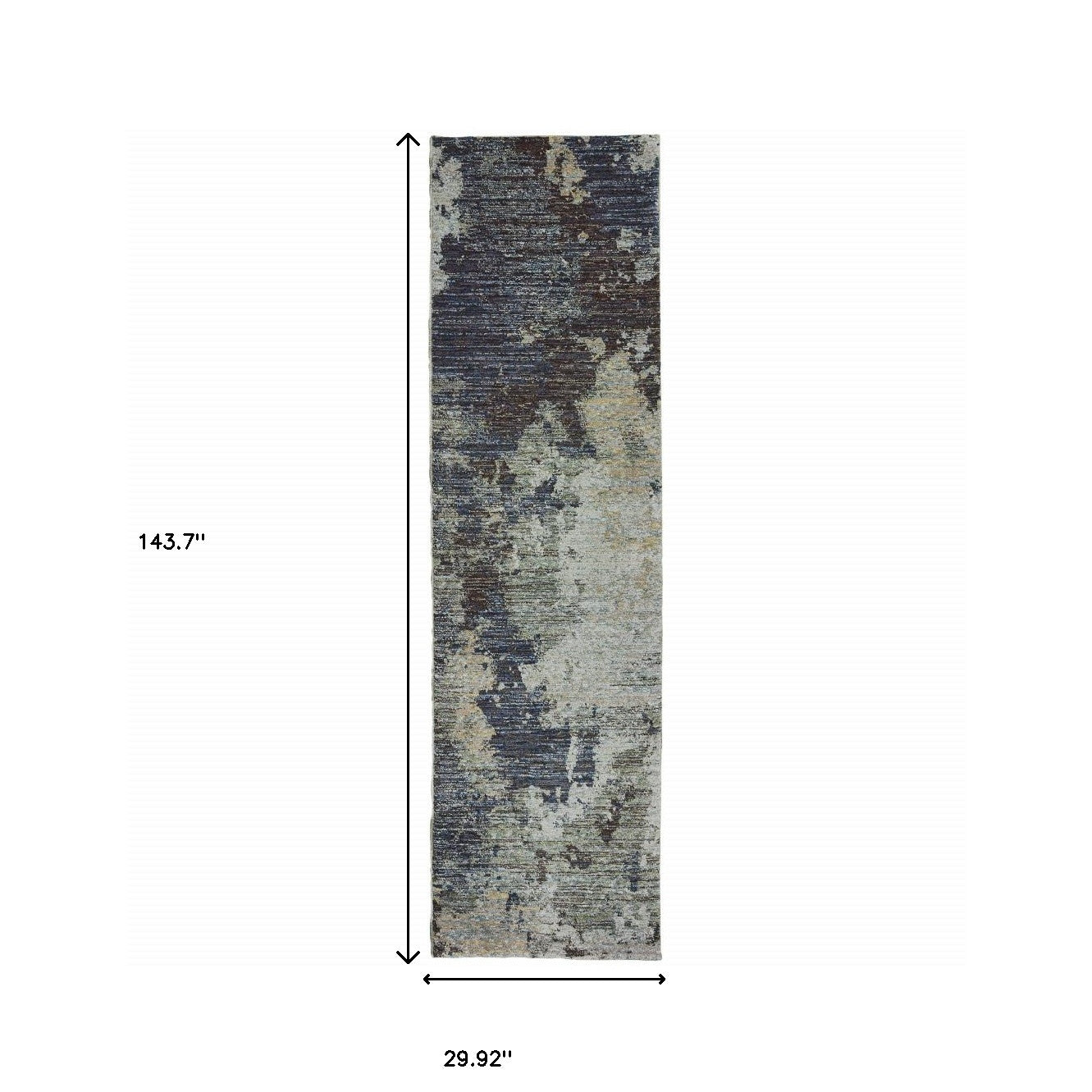 12' Blue Abstract Runner Rug-2