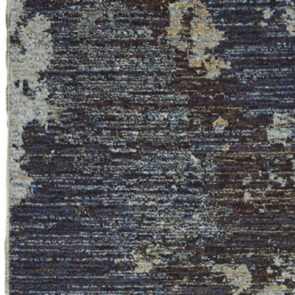 12' Blue Abstract Runner Rug-3