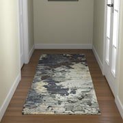 12' Blue Abstract Runner Rug-0