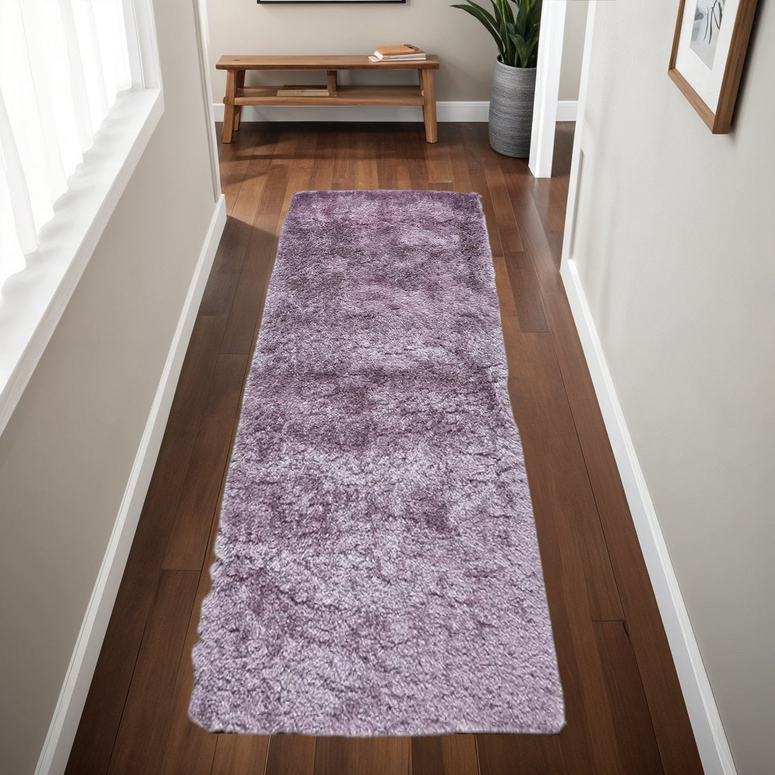 6' Purple Shag Tufted Handmade Runner Rug-1