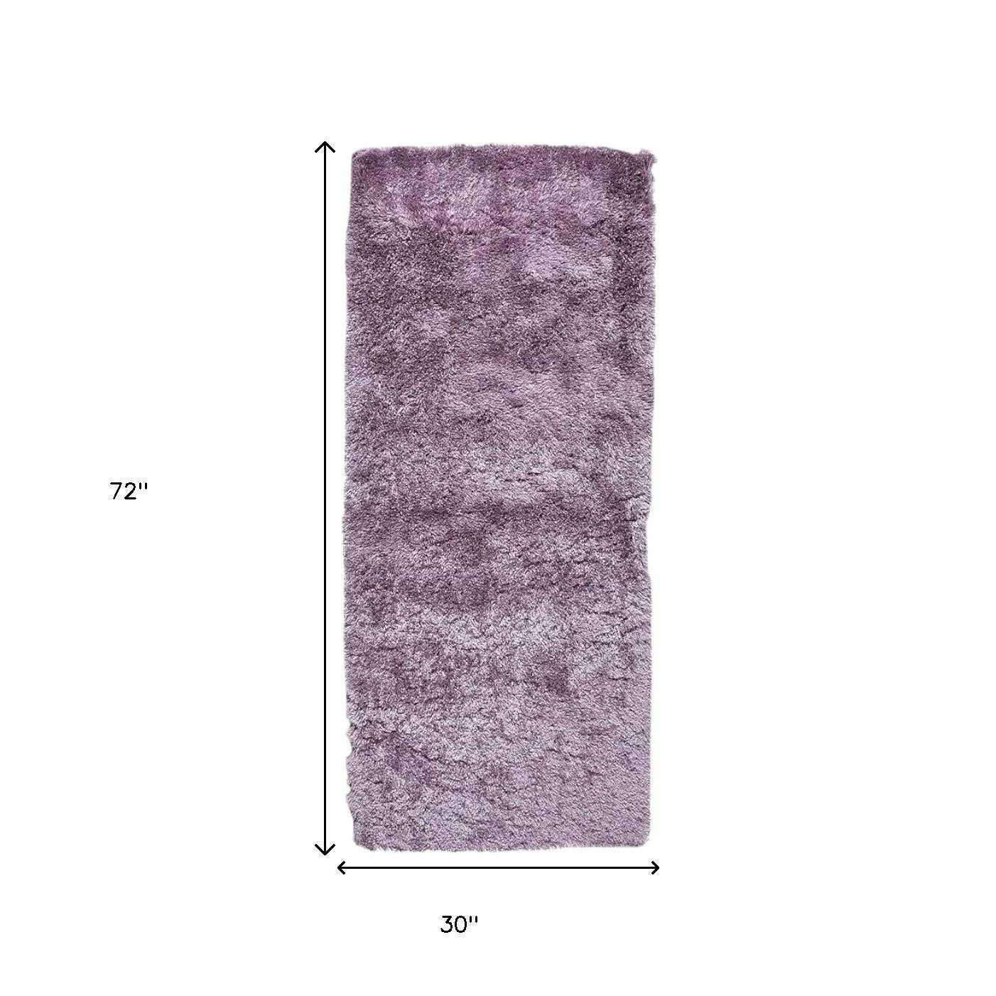 6' Purple Shag Tufted Handmade Runner Rug-4