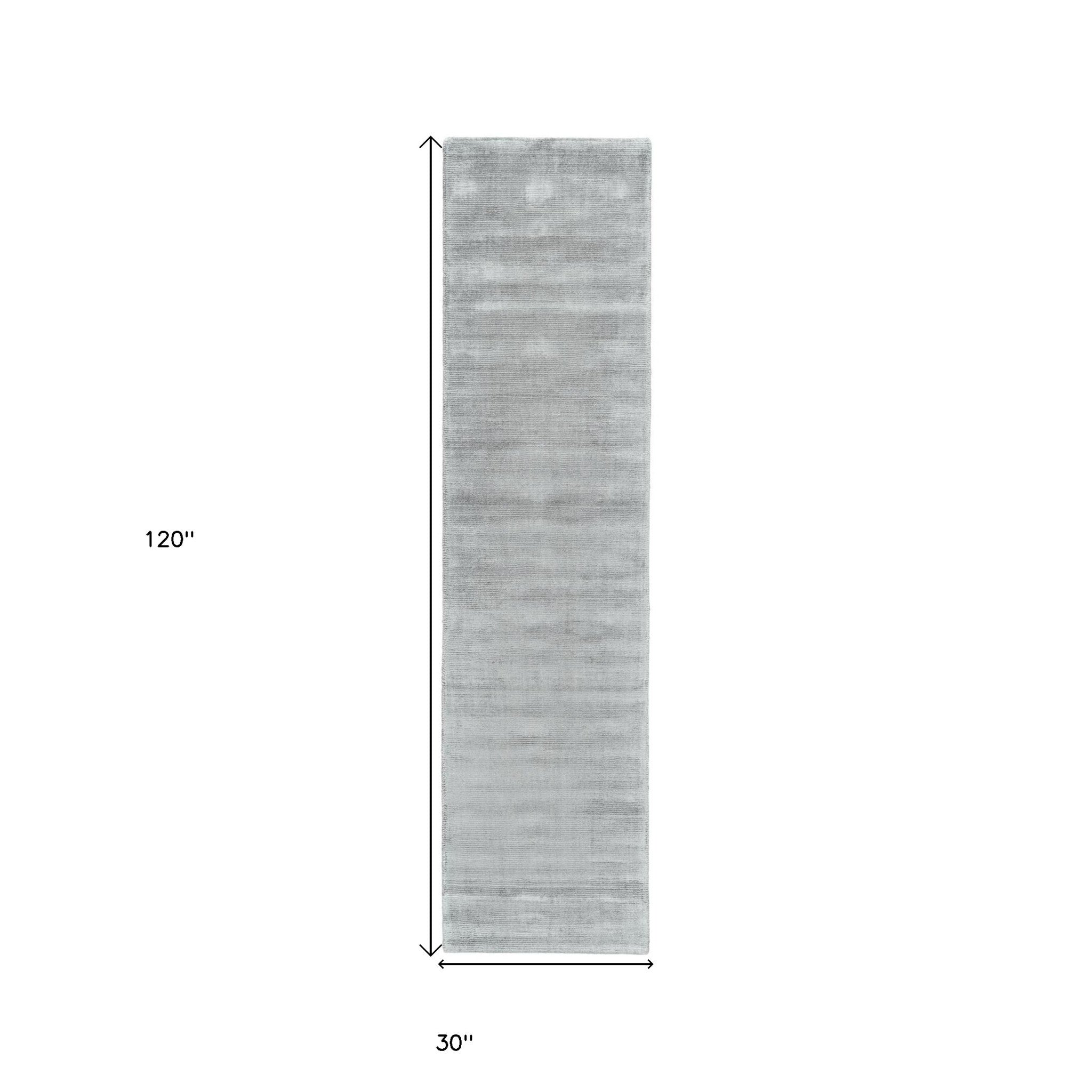 10' Gray Hand Woven Runner Rug-2