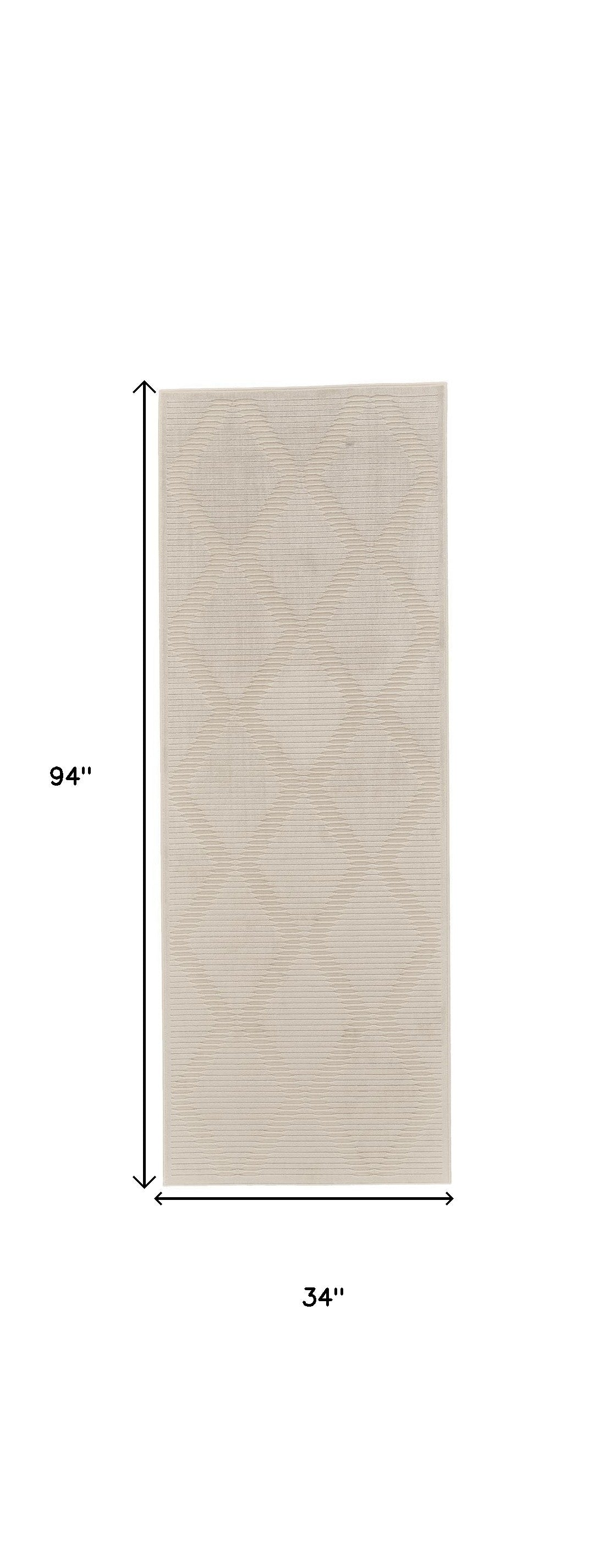 8' Ivory Geometric Runner Rug-3
