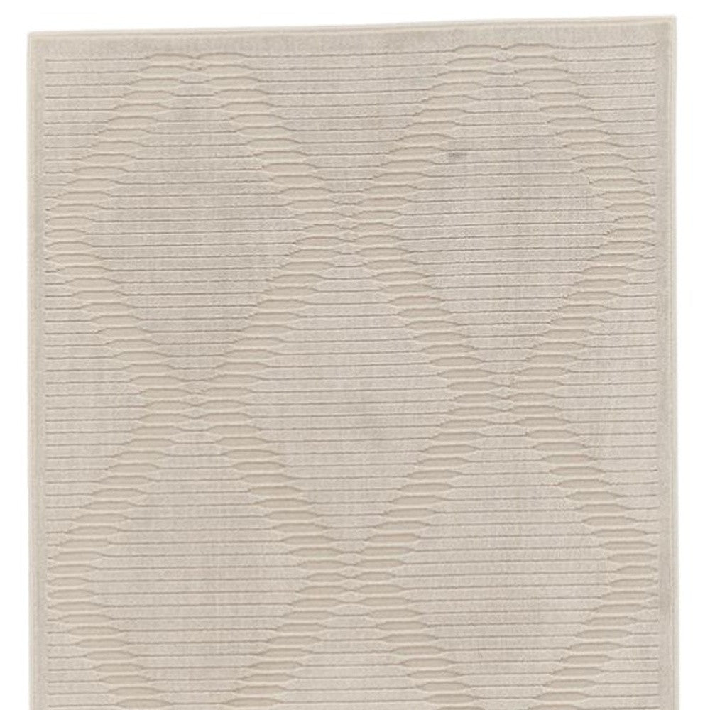 8' Ivory Geometric Runner Rug-4