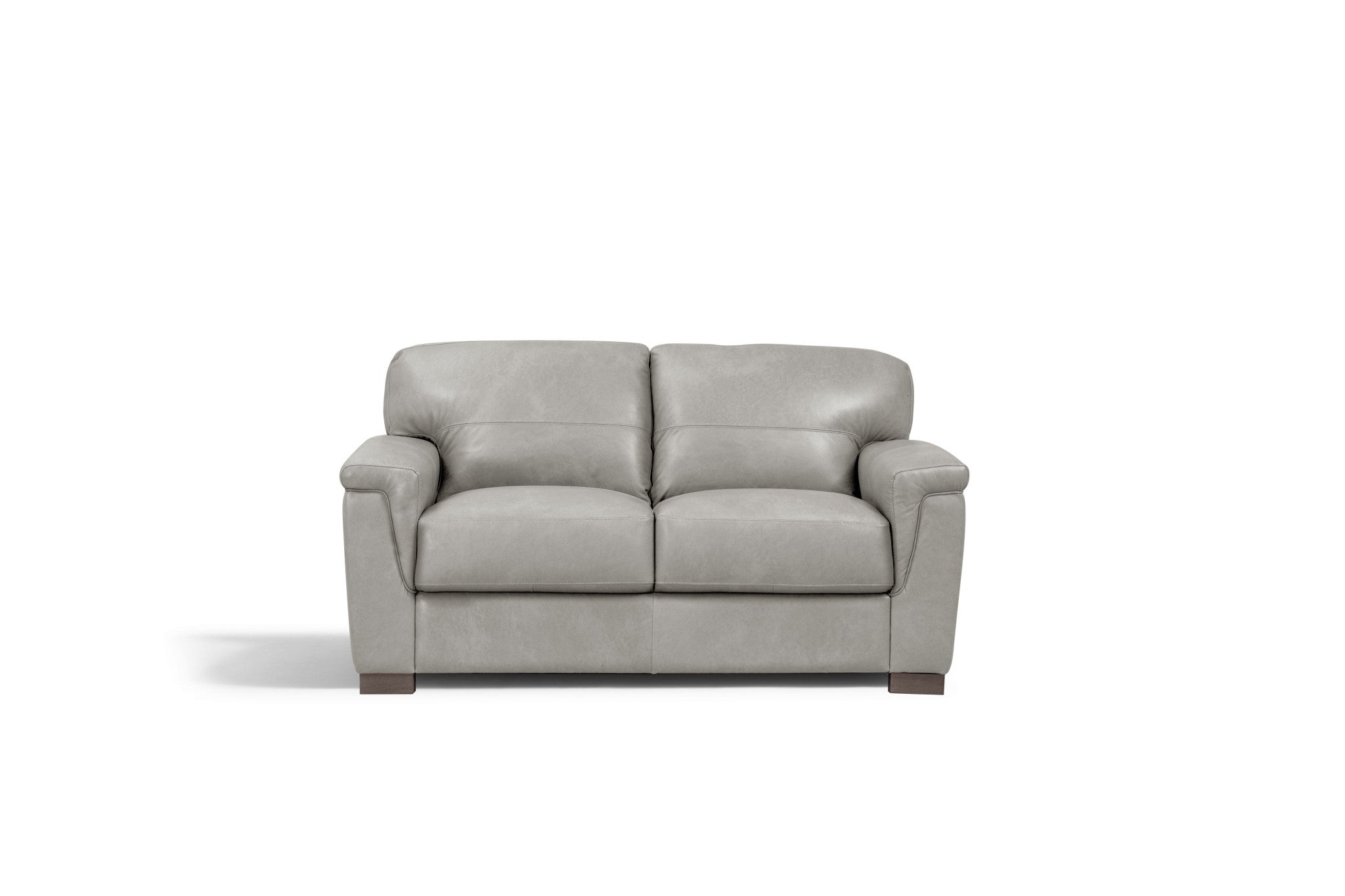 67" Gray And Brown Leather Loveseat-Love Seats-DECOROLALA
