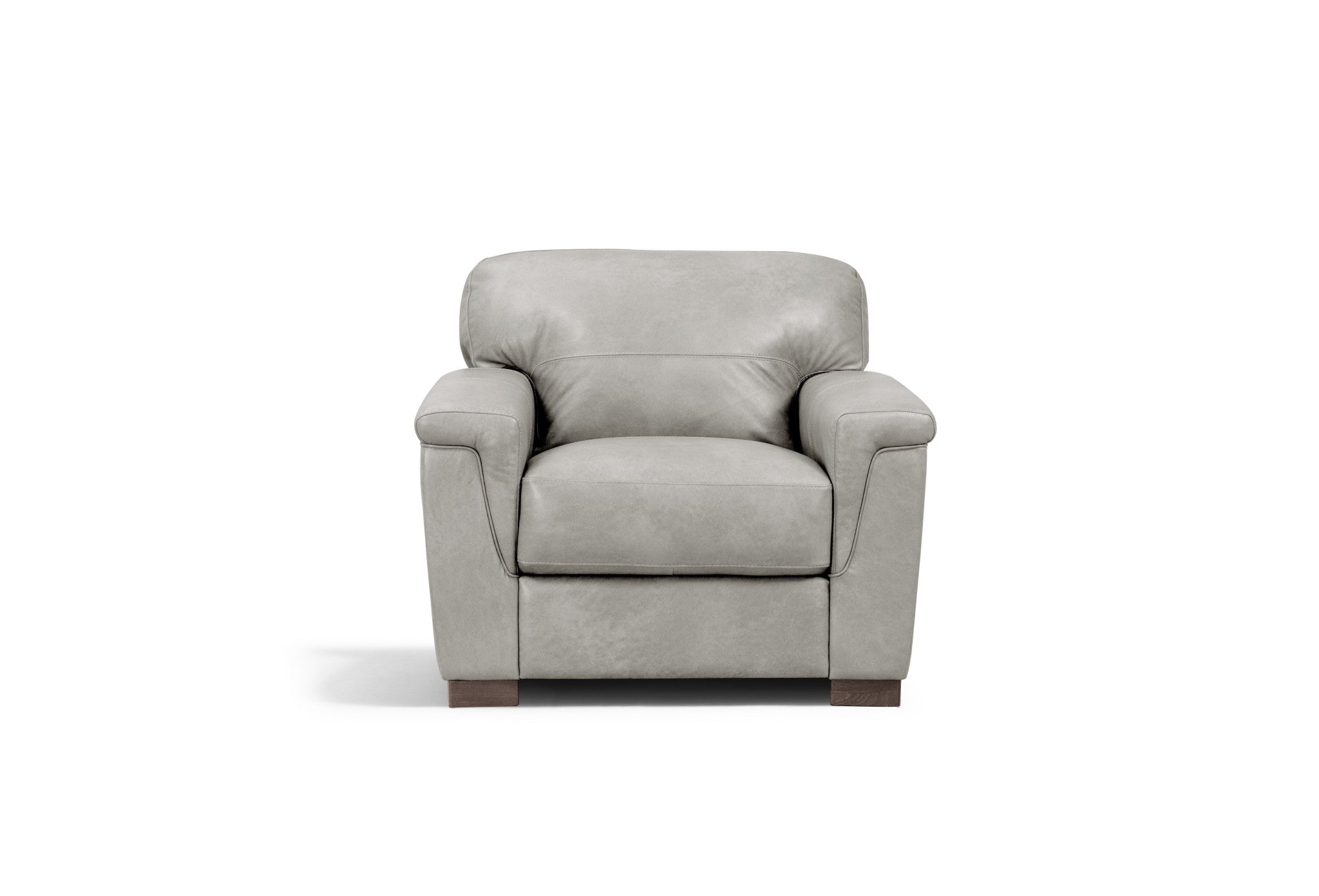 43" Gray and Brown Genuine Leather Arm Chair-Accent Chairs-DECOROLALA