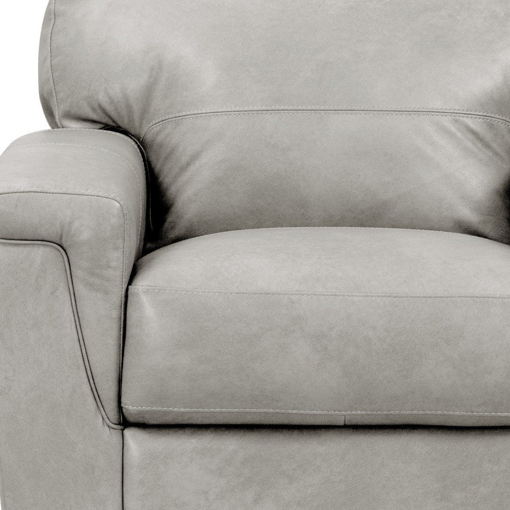 43" Gray and Brown Genuine Leather Arm Chair-Accent Chairs-DECOROLALA