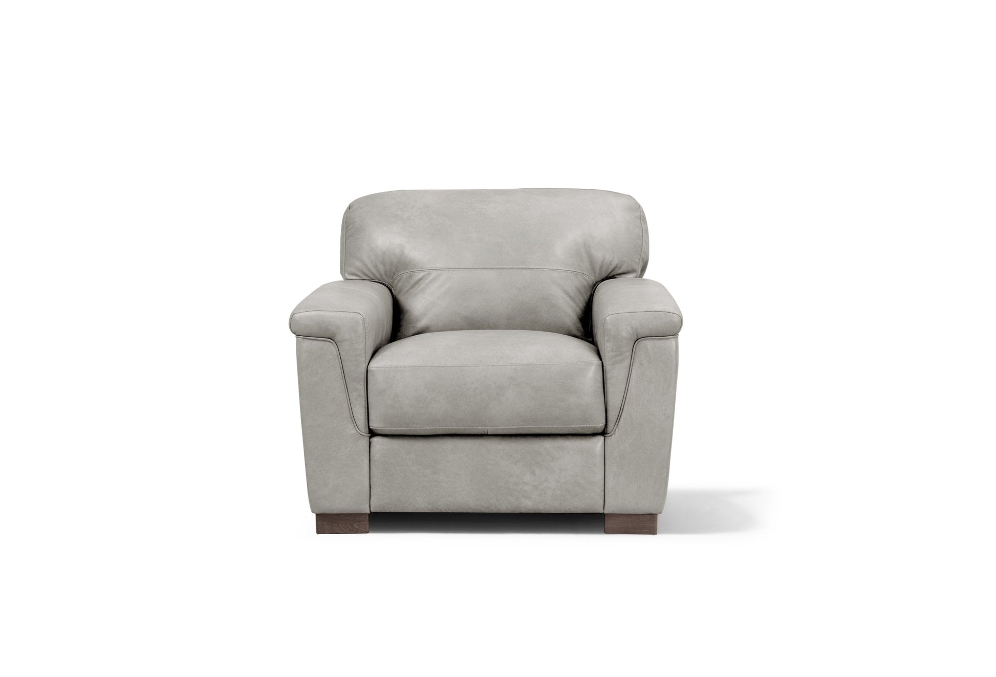43" Gray and Brown Genuine Leather Arm Chair-Accent Chairs-DECOROLALA