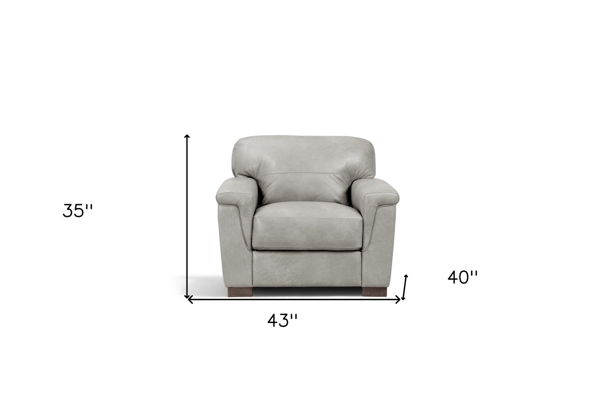 43" Gray and Brown Genuine Leather Arm Chair-Accent Chairs-DECOROLALA