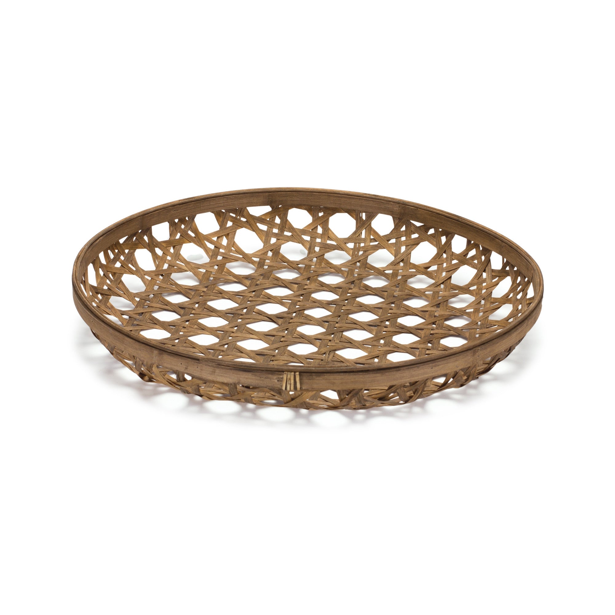 22" Brown Round Bamboo Vanity Tray-1