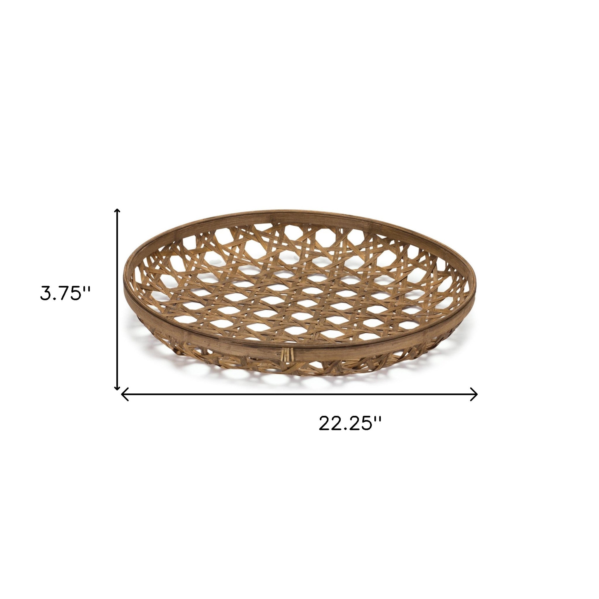 22" Brown Round Bamboo Vanity Tray-3