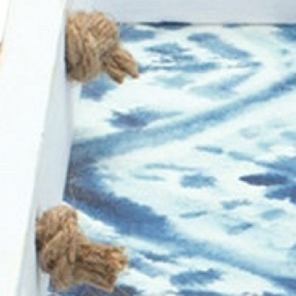 Set of Two White Rectangular Solid Wood Vanity Tray With Handles-2