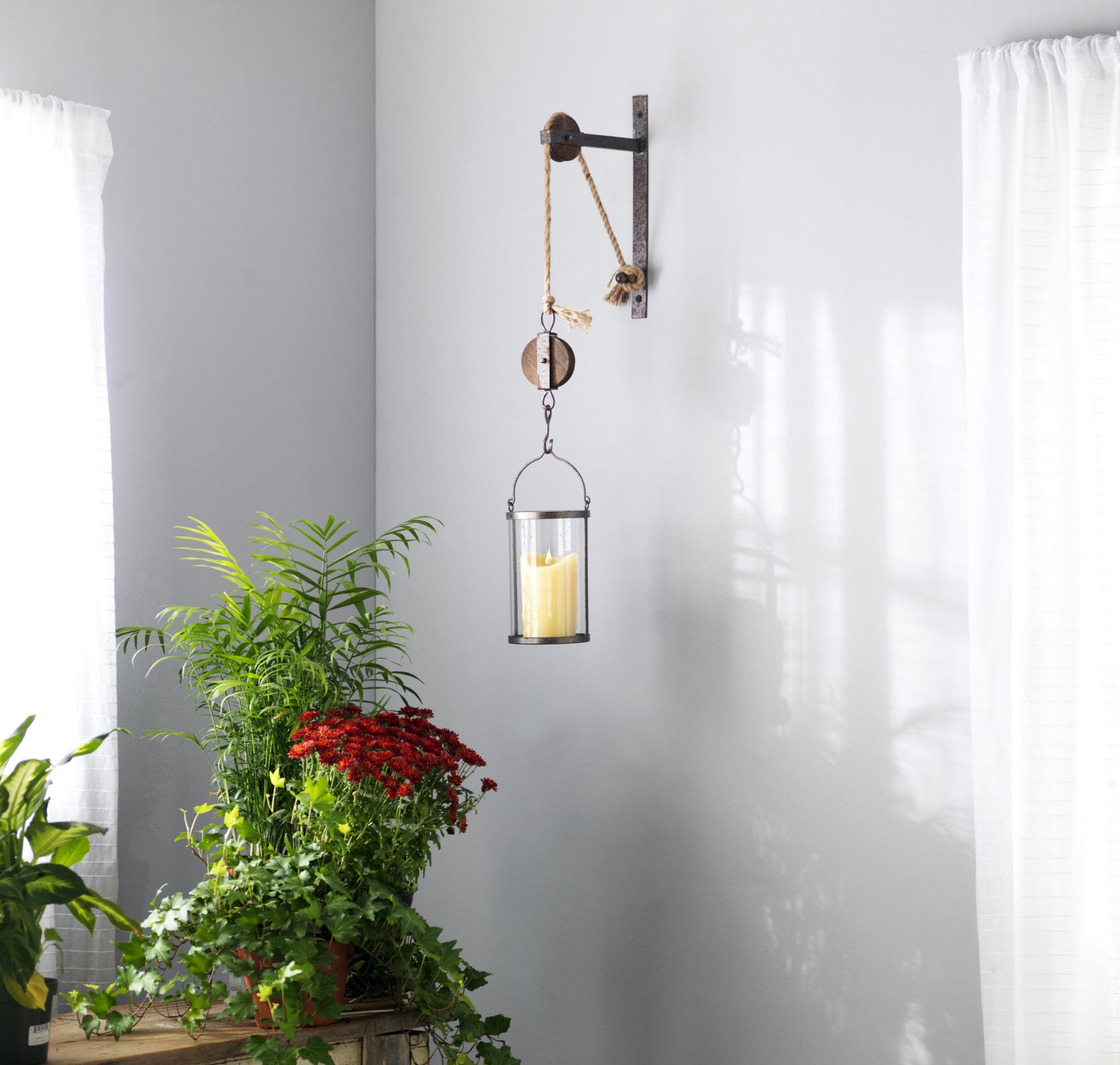 32" Silver Metal And Glass Wall Sconce Candle Holder-Candle Holders-DECOROLALA