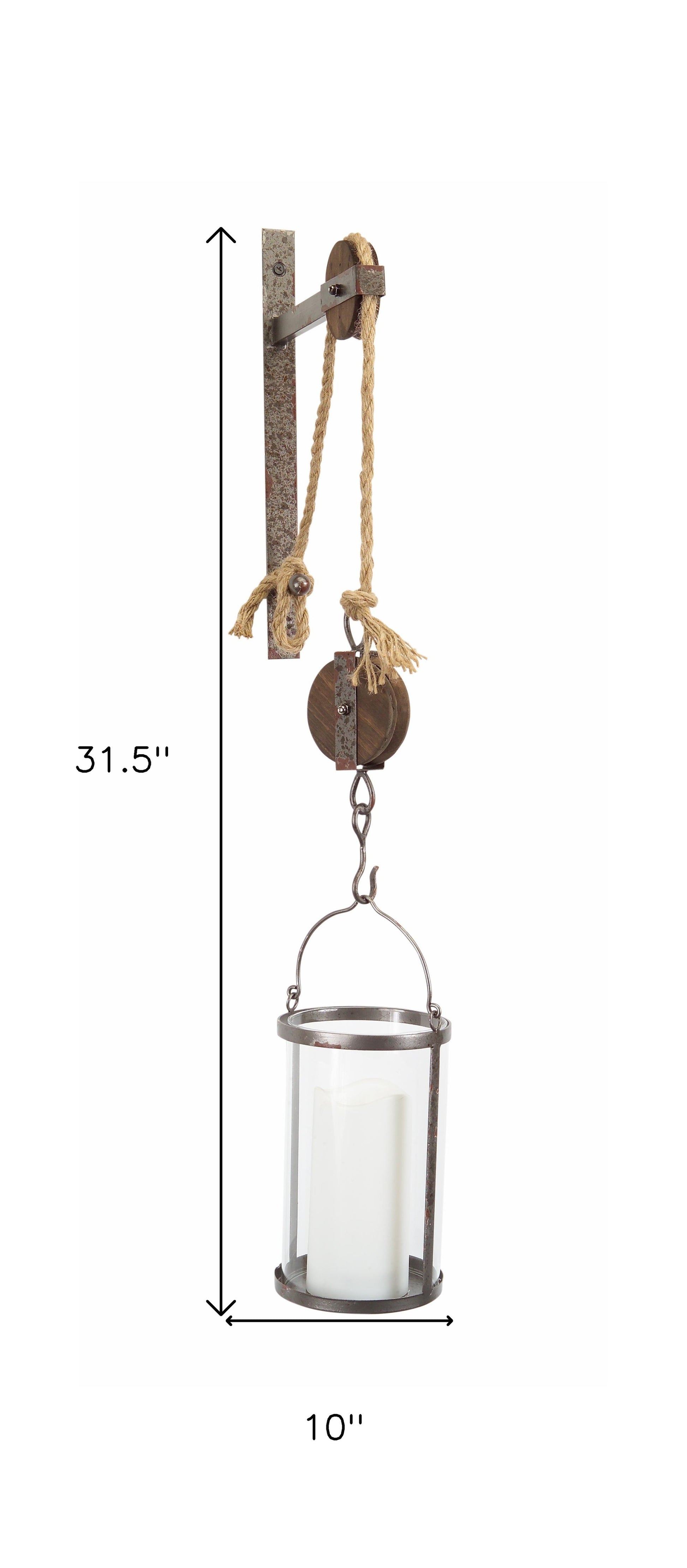 32" Silver Metal And Glass Wall Sconce Candle Holder-Candle Holders-DECOROLALA