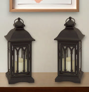 Set of Two Black Metal Geometric Lantern Candle Holders-Candle Holders-DECOROLALA