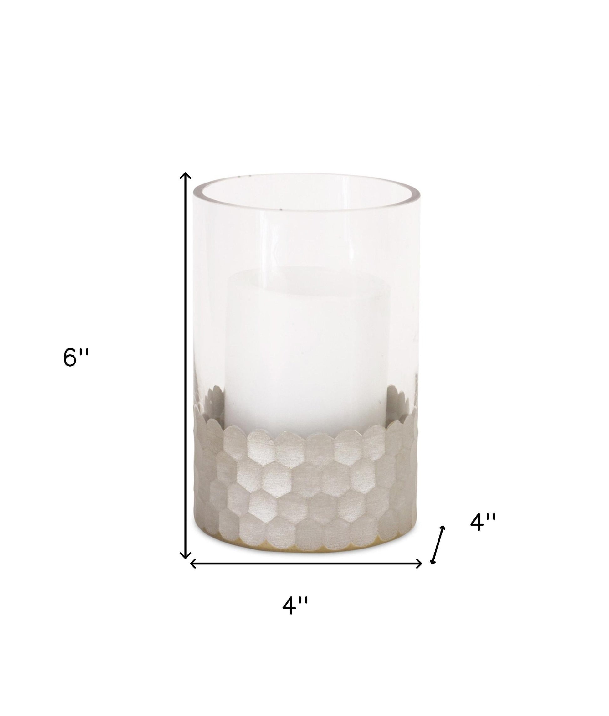 Set of Two Clear and Silver Glass Geometric Tabletop Pillar Candle Holders-Candle Holders-DECOROLALA