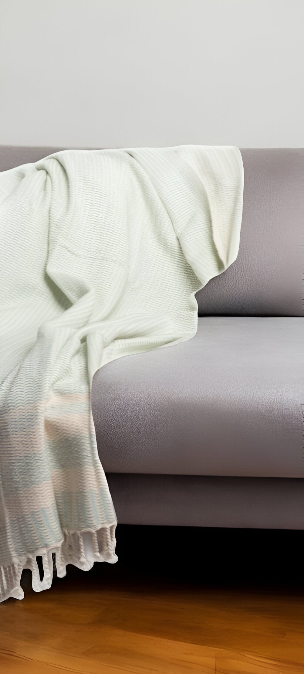 50" X 60" Turquoise Woven Cotton Striped Throw Blanket with Fringe-Throws & Blankets-DECOROLALA