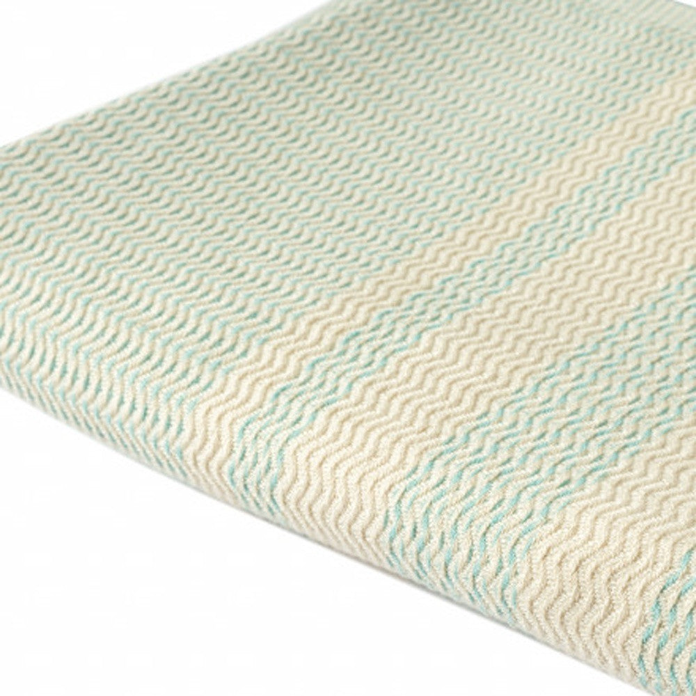 50" X 60" Turquoise Woven Cotton Striped Throw Blanket with Fringe-Throws & Blankets-DECOROLALA
