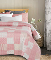Pink Knitted Cotton Geometric Throw-Comforters and Quilts-DECOROLALA