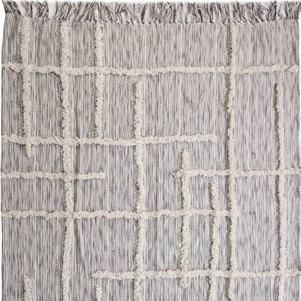 60" X 50" Gray Woven Cotton Striped Throw Blanket with Fringe-Throws & Blankets-DECOROLALA