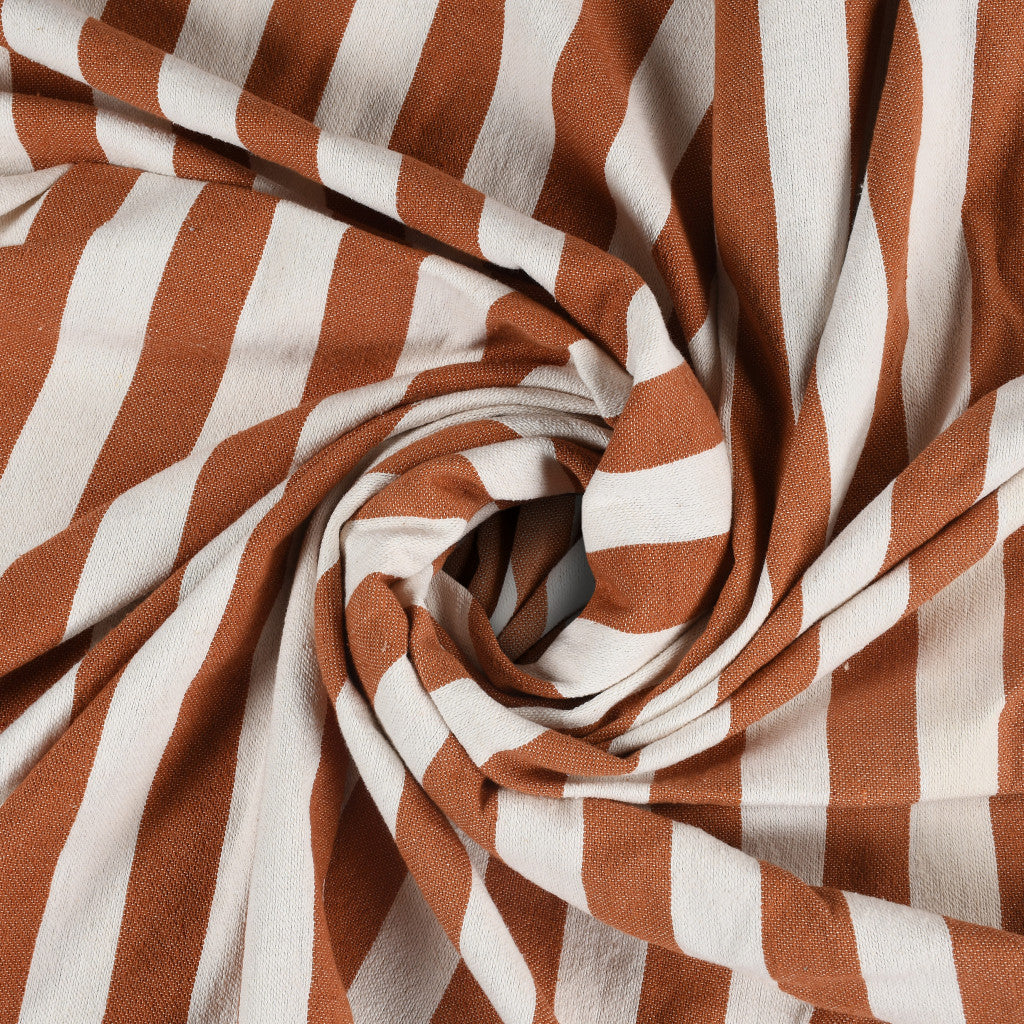 50" X 60" Orange Woven Cotton Striped Throw Blanket with Tassels-Throws & Blankets-DECOROLALA