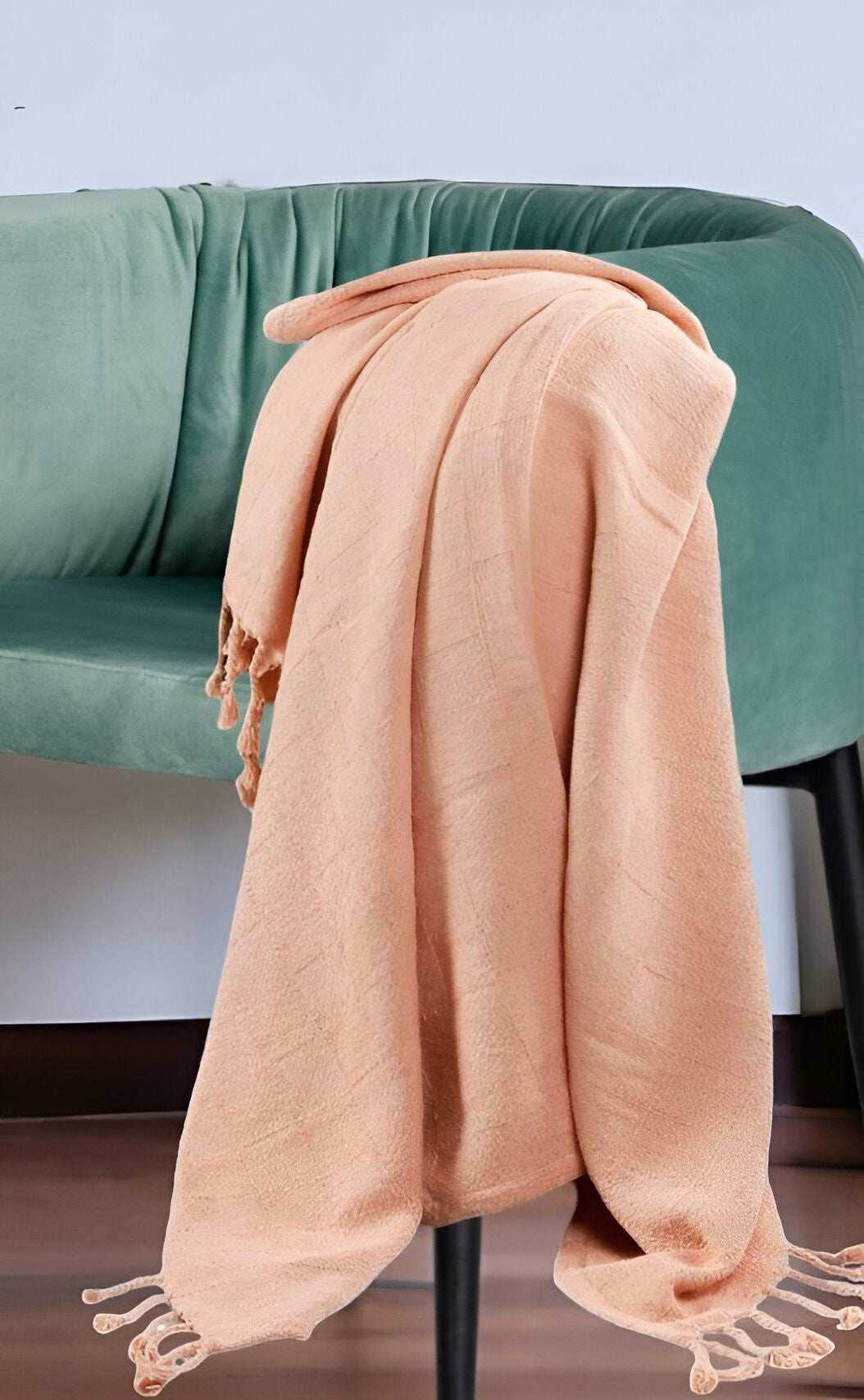 50" X 60" Orange Woven Cotton Throw Blanket with Fringe-Throws & Blankets-DECOROLALA