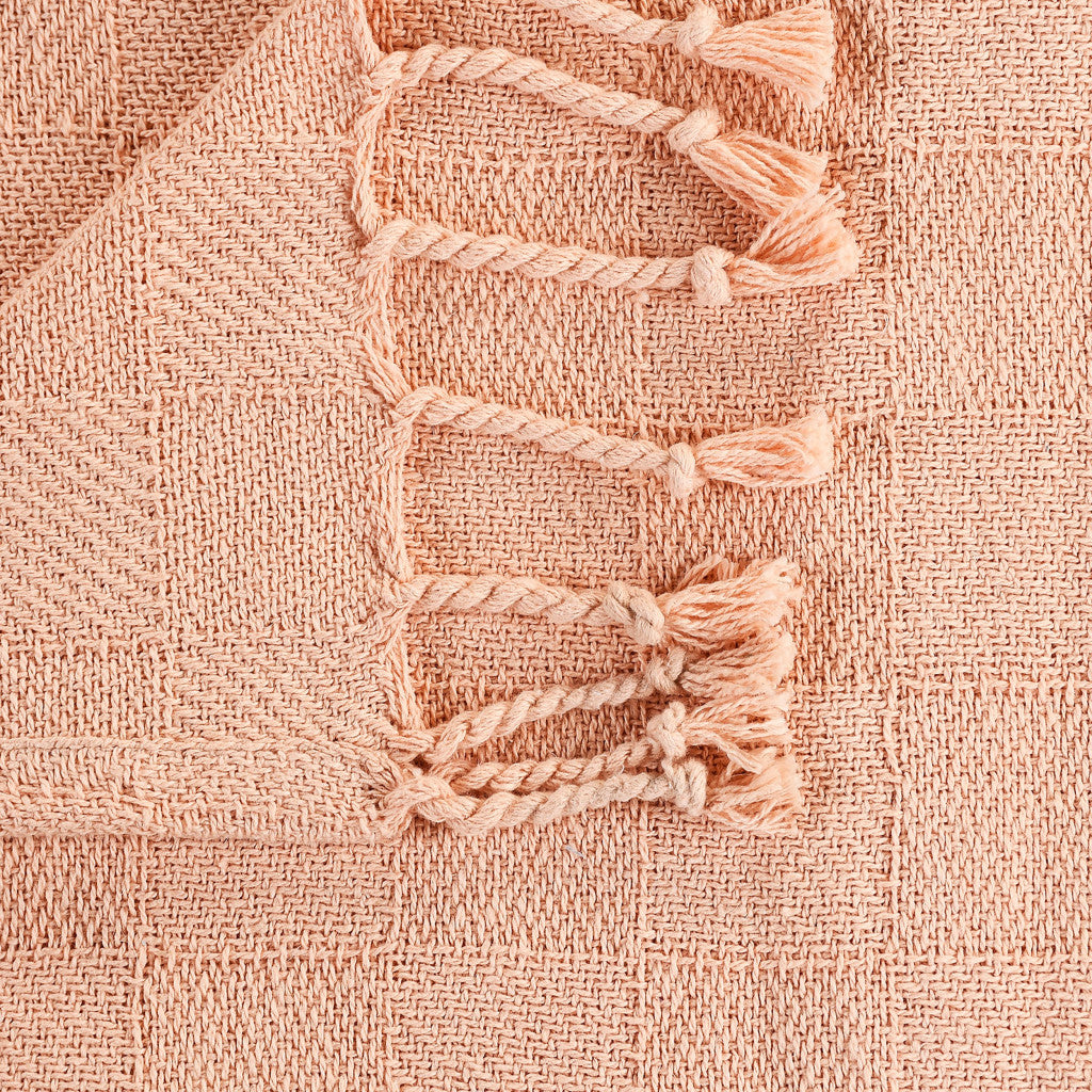 50" X 60" Orange Woven Cotton Throw Blanket with Fringe-Throws & Blankets-DECOROLALA