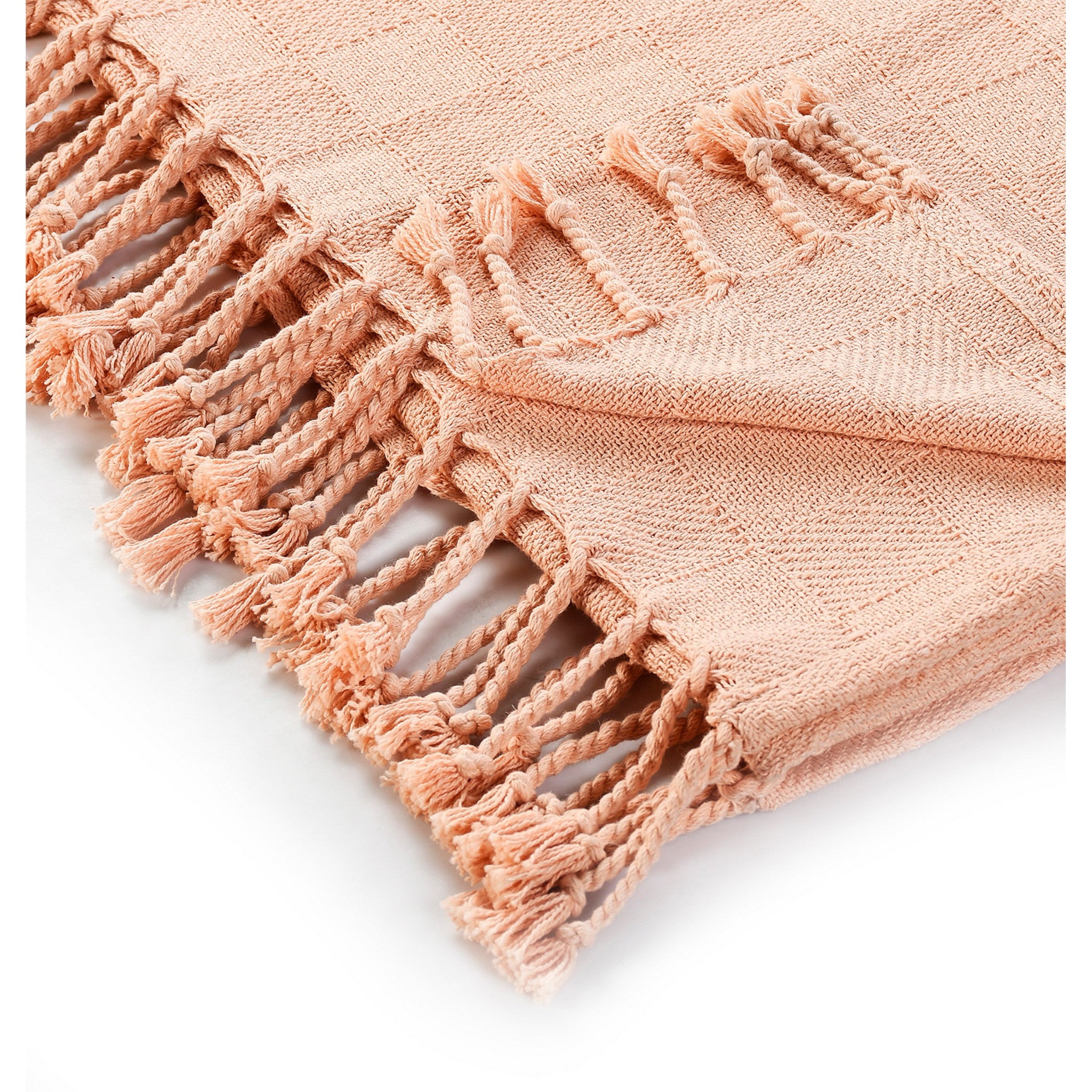 50" X 60" Orange Woven Cotton Throw Blanket with Fringe-Throws & Blankets-DECOROLALA