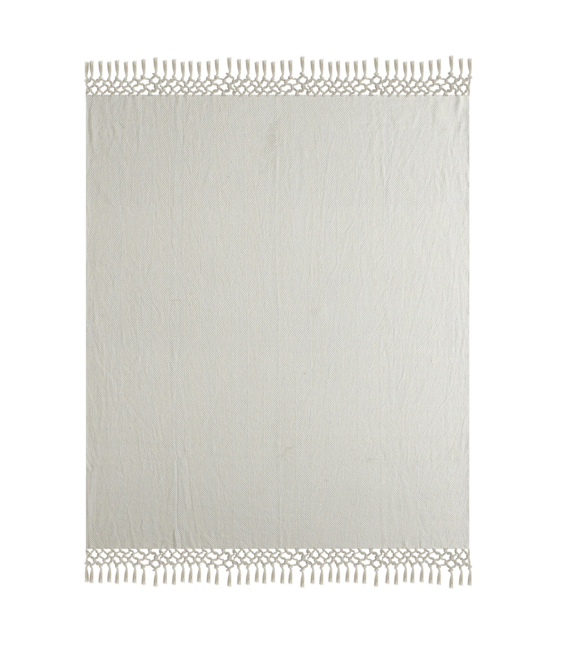 50" X 60" Gray Woven Cotton Herringbone Throw Blanket with Tassels-Throws & Blankets-DECOROLALA